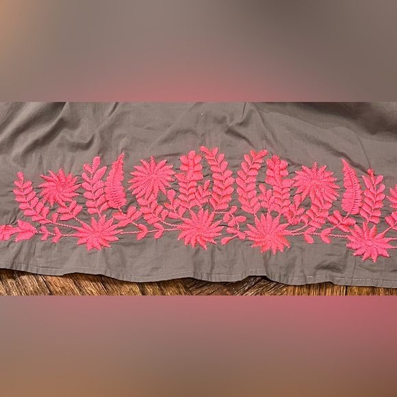 Calypso St Barth Gray Neon Pink Embroidered Boho Spanish Style Top Shirt S - Picture 4 of 7